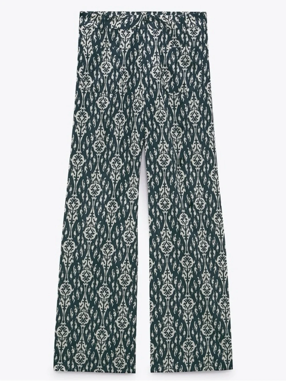 Zara Ikat Print Wide Leg Button Front Boho Wide Leg 100% Cotton Relaxed Pant XXL